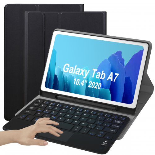 Keyboard Case for Samsung Galaxy Tab A7 10.4 2020 Model (SM-T500/T505/T507) -Eoso Samsung Cover with Keyboard Built-in Touchpad & Pencil Holder(A7, Black)