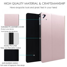 Eoso Keyboard Case for iPad 2/3/4 Built-in Wireless Slim Shell Magnetic PU Protective Cover with 7 Color Backlight for Men Women (Backlit Rose Gold)