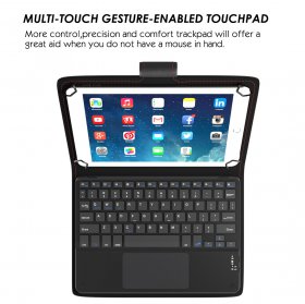 Eoso TouchPad Keyboard case for 9", 10",10.1",10.5" Tablets,2-in-1 Bluetooth Wireless Keyboard with Touchpad & Leather Folio Cover(Black)