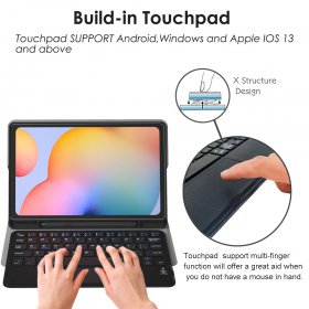 Keyboard Case for Samsung Galaxy Tab S6 Lite 10.4'' 2020 Model SM-P610 (Wi-Fi) SM-P615 (LTE) -Eoso Samsung Cover with Keyboard Built-in Touchpad & Pencil Holder(Black)