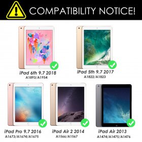 Eoso iPad 9.7 Keyboard Case for iPad 6th Gen 2018 - iPad 5th Gen 2017 - iPad Pro 9.7 - iPad Air 2&1,7 Color Backlight, 360° Protective Slim Cover with Apple Pencil Holder(Black)