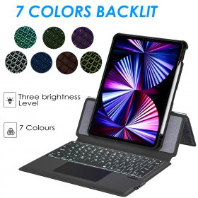 Eoso iPad Air 4th Keyboard Case for iPad 10.9" Air 4th Gen 2020/iPad 11 inch 1st/2nd/3rd Gen-7 Color Backlight,Touchpad Detachable Slim Cover with Pencil Holder (10.9"/11",Black)