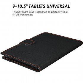 Eoso TouchPad Keyboard case for 9", 10",10.1",10.5" Tablets,2-in-1 Bluetooth Wireless Keyboard with Touchpad & Leather Folio Cover(Black)