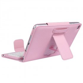 Apple iPad Keyboard Case,Eoso Folding Leather Folio Cover with Removable Bluetooth Keyboard For iPad Mini 1/2/3/4 Tablet(Pink)