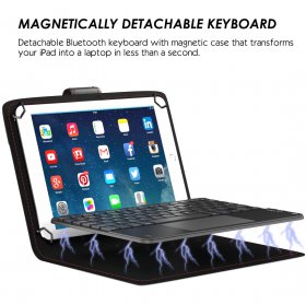 Eoso TouchPad Keyboard case for 9", 10",10.1",10.5" Tablets,2-in-1 Bluetooth Wireless Keyboard with Touchpad & Leather Folio Cover(Black)