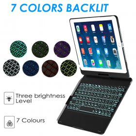 Eoso iPad 9.7 Keyboard Case for iPad 6th Gen 2018 - iPad 5th Gen 2017 - iPad Pro 9.7 - iPad Air 2&1,7 Color Backlight, 360° Protective Slim Cover with Apple Pencil Holder(Black)