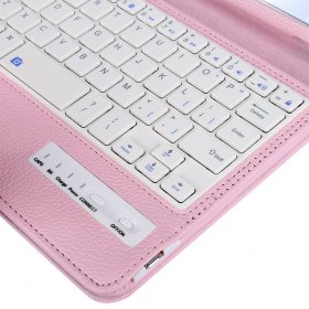 Apple iPad Keyboard Case,Eoso Folding Leather Folio Cover with Removable Bluetooth Keyboard For iPad Mini 1/2/3/4 Tablet(Pink)